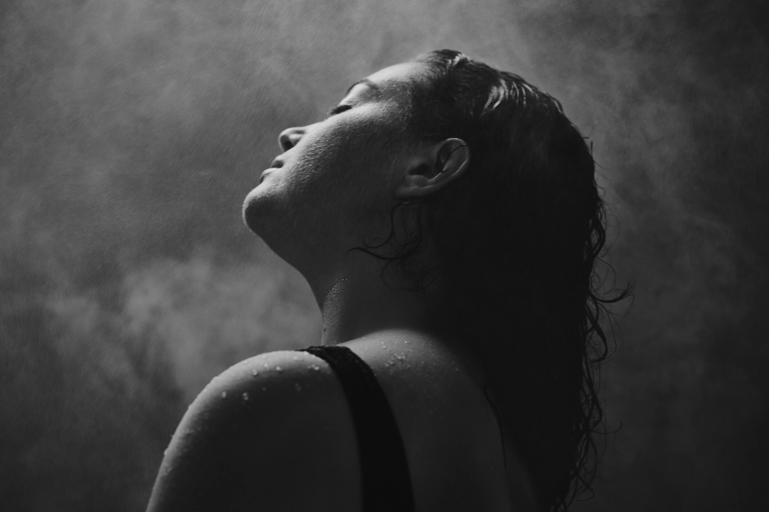 Woman enjoying a steam treatment.